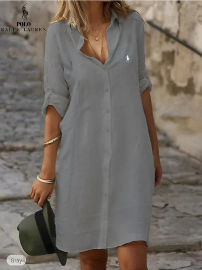 Robe‑chemise essentielle en lin et coton – DESTOCKAGE